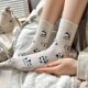 Korean Style Trendy Socks Women's Plush Panda Socks Cute All-match Mid-tube Socks Boneless Cotton Socks Sweet College Style Stacked Socks