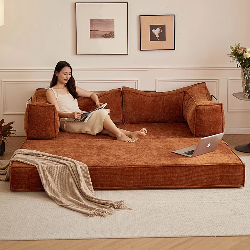 Sofá de compresión transfronterizo comercio exterior vacío sofá de seda retro línea recta sofá cama tela