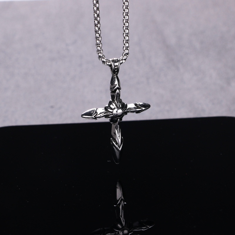 Τάση κολιέ με σταυρό, απλή προσωπικότητα χιπ χοπ, μενταγιόν για άνδρες και γυναίκες φοιτητών, αξεσουάρ αλυσίδας πουλόβερ_voghion.com