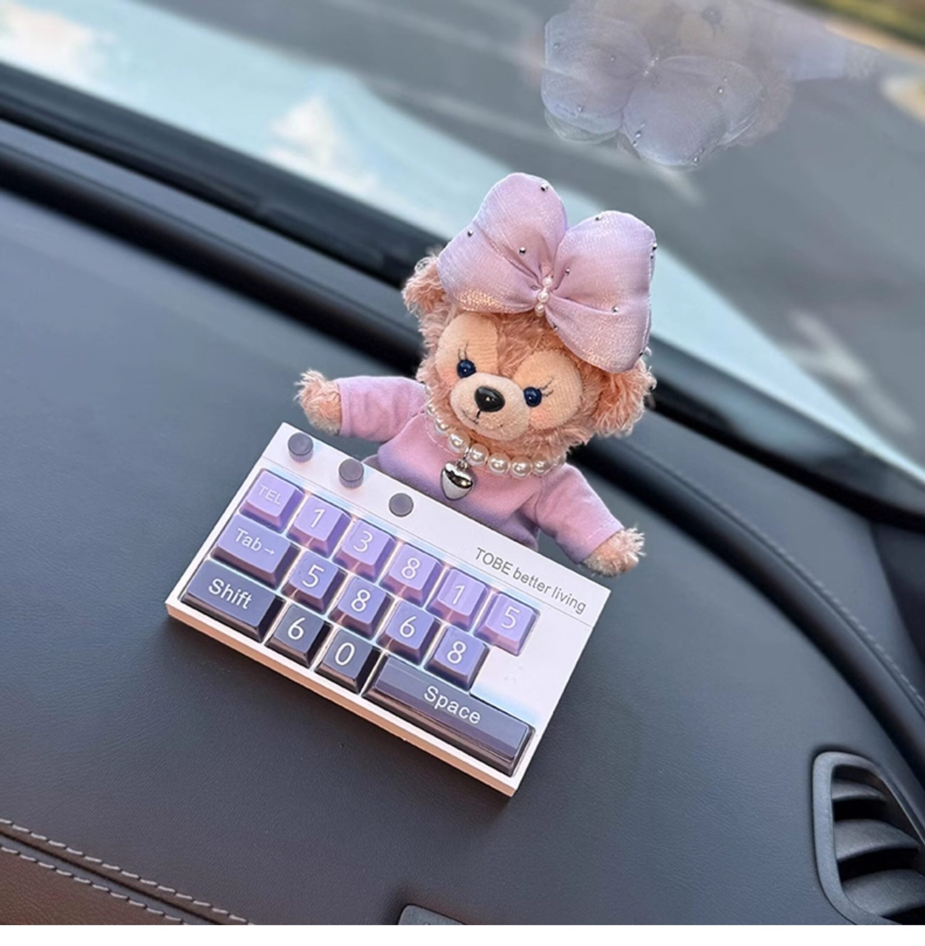 High-End Purple Color Temporary Parking Sign, Cute Shirley Rose Moving Car Number Plate, Multifunctional Car Interior Decoration