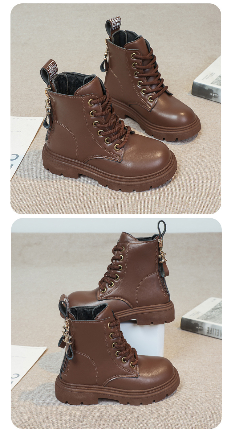2024 Autumn/Winter New Children's Martin Single Boys' Velvet Short Warm Girls' Soft Bottom Leather Boots_voghion.com