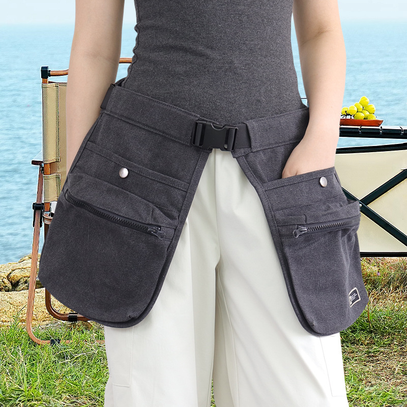 Amazon transfronterizo nuevo multifuncional bolsa de cintura bolsa de escuela cremallera multibolsillo picnic al aire libre delantal corto