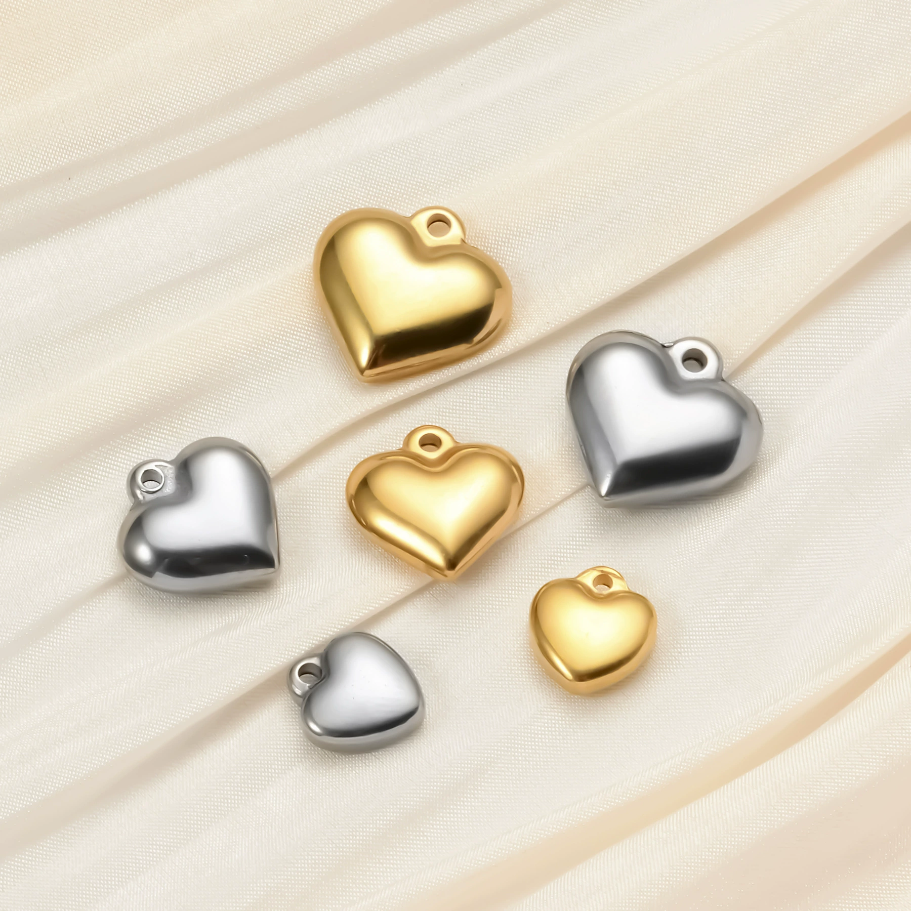 Pendant stainless steel heart-shaped, accessory, accessories, necklace and bracelet, simple and elegant design, wholesale
