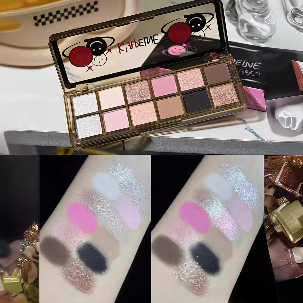 KAPEINE Sombra de ojos Placa de cemento 12 colores Nuevo plato de polvo de albaricoque Estudiante novato Millennium Dragon Fruit Beauty High CD