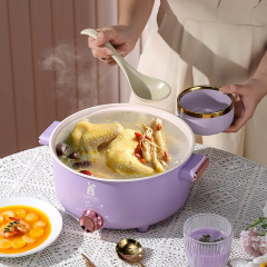 3.6L Ceramic Lemon Electric Hot Pot Home Use Electric Hot Pot Steaming, Cooking, and Stir-frying Integrated Pot Large Capacity Electric Hot Pot Cooking Pot