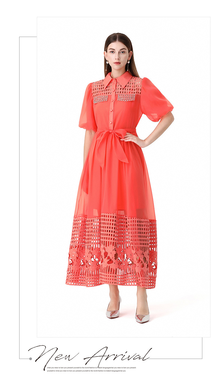 Women's Clothing Elegant Style Tie Waist Short Sleeve Women's Clothing Dress For Formal & Casual For Women_ecoleips.com