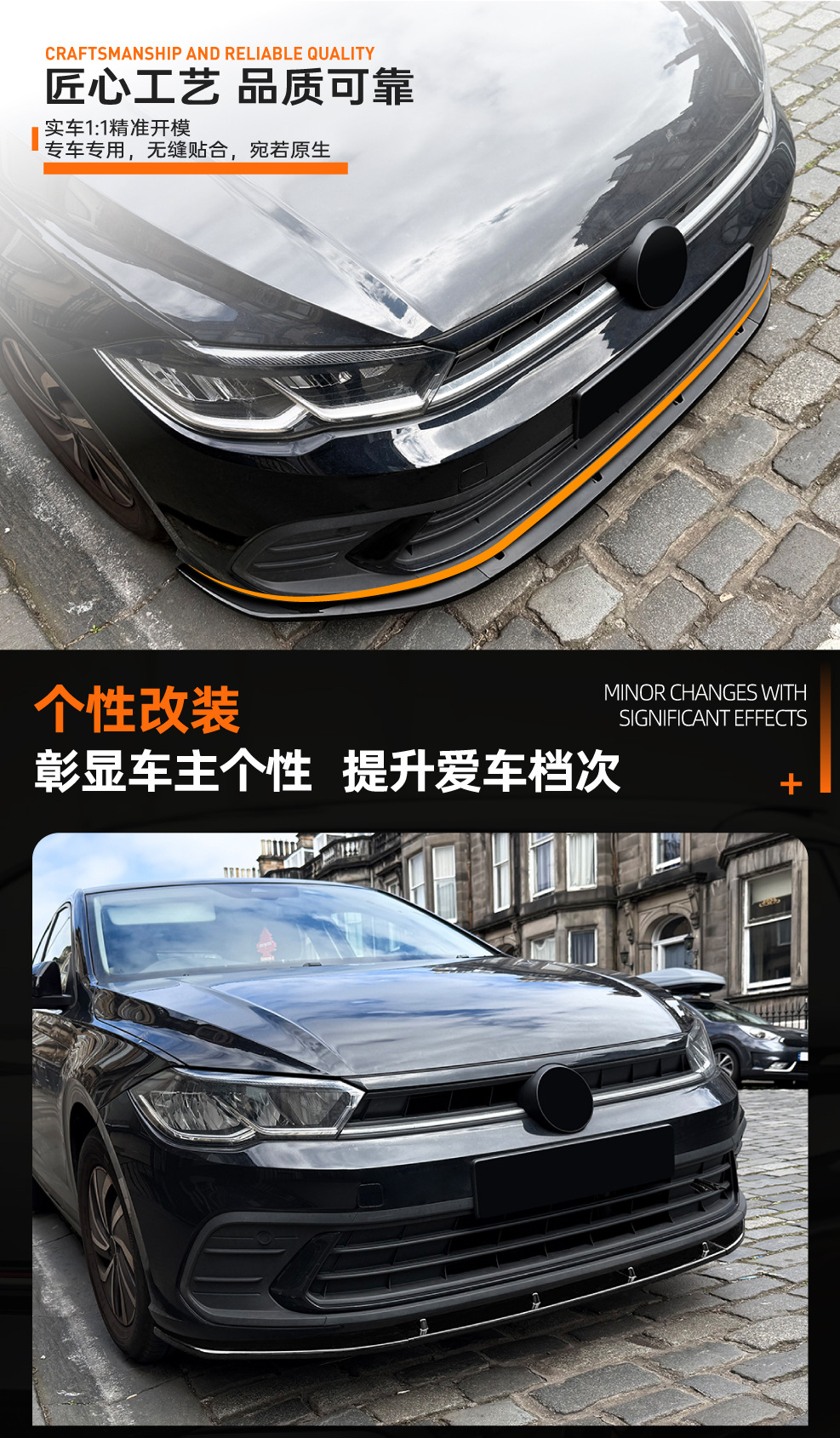 Suitable for Volkswagen Polo Mk6.5 2022+ Standard Version Front Lip Front Spoiler Exterior Cross-Border Modification Accessories