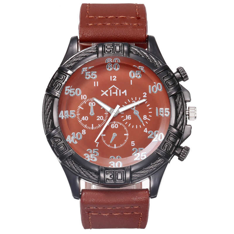 Reloj de cinturón dominante de estilo coreano para hombres creativo redondo gran dial decoración reloj de cuarzo no mecánico para hombres