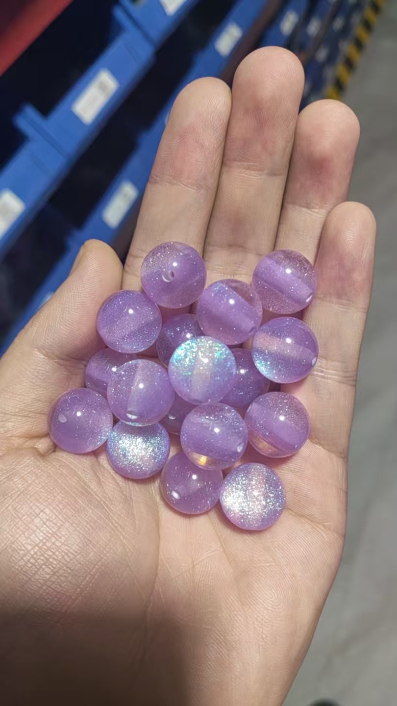 [100 piezas] cuentas de resina brillantes cuentas de ojo de gato cuentas de cielo estrellado diy material de cuentas de cadena de teléfono móvil hecho a mano