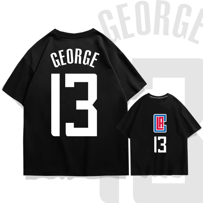 Clippers George No. 13 Short-sleeved Cotton Short-sleeved T-shirt Men's Summer Youth Fashion Brand Loose Shoulder Shoulder Half-sleeved Top