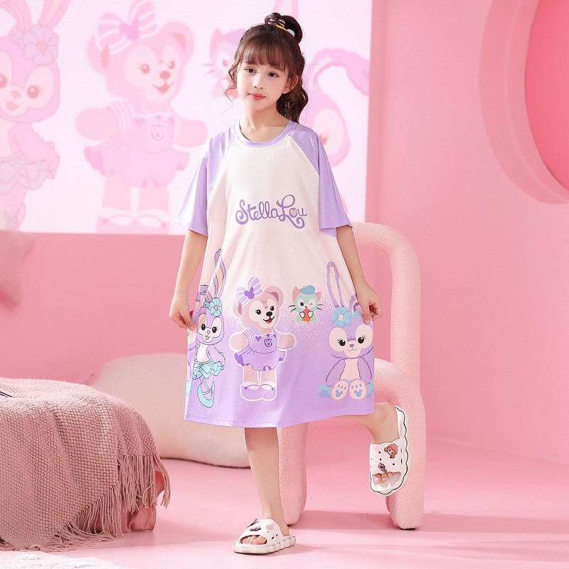 Madre-hija padres-hija vestido de pijama de niños osos de fresa chica vestido de verano hielo niñas pequeñas ropa para el hogar de niños mayores