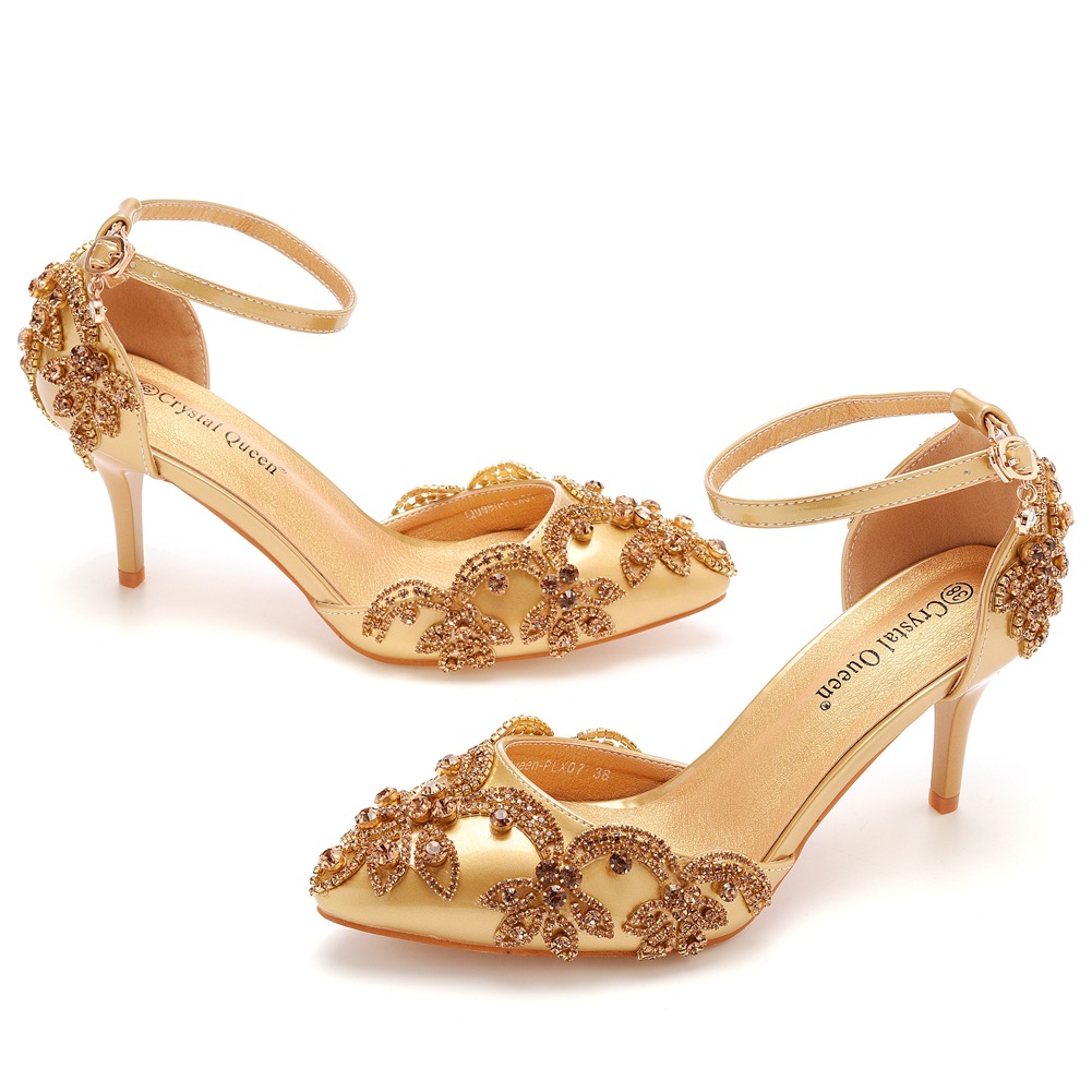 golden sandals pointed-toe