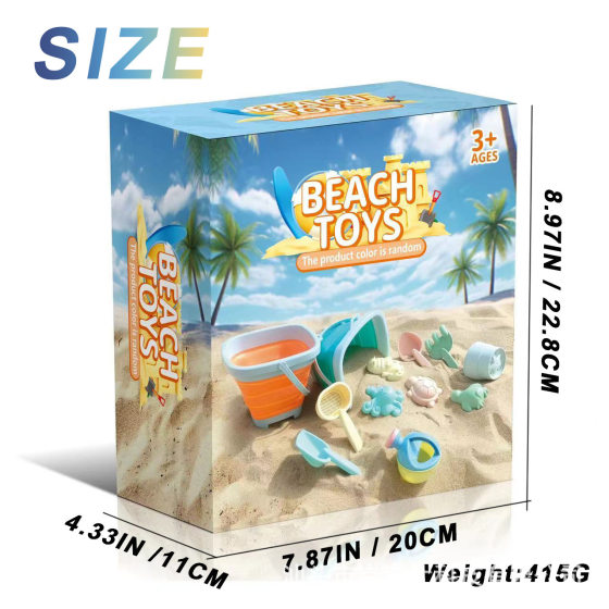 Children's beach folding bucket toy suit silicone soft rubber portable telescopic bucket water cross-border wholesale