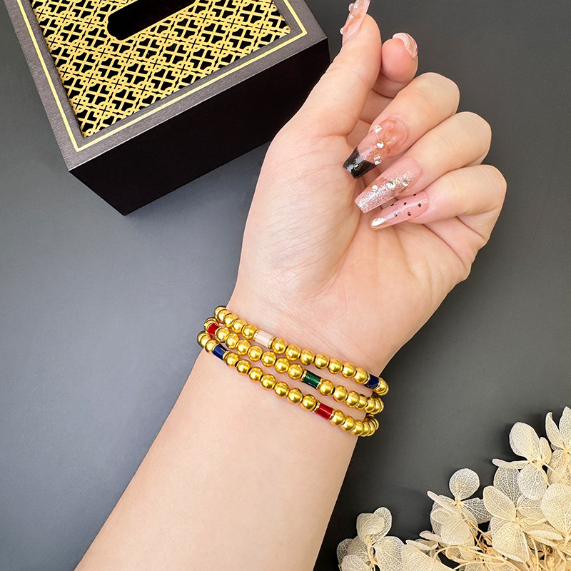 Mujeres de verano no se desvanecen durante mucho tiempo, collar de pulsera de esferas de oro vietnamita, alta sensación de lujo ligero, accesorios de joyería Yiwu