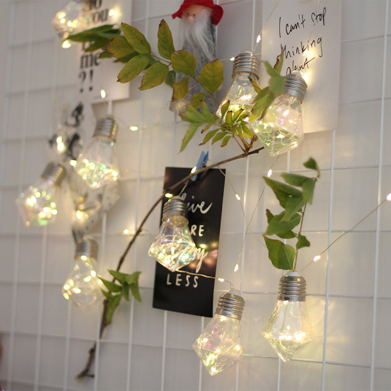 Directo de fábrica 100 luces 10 burbuja LED Cadena de luz de alambre de cobre de tipo diamante de iluminación árbol de Navidad bombilla decorativa