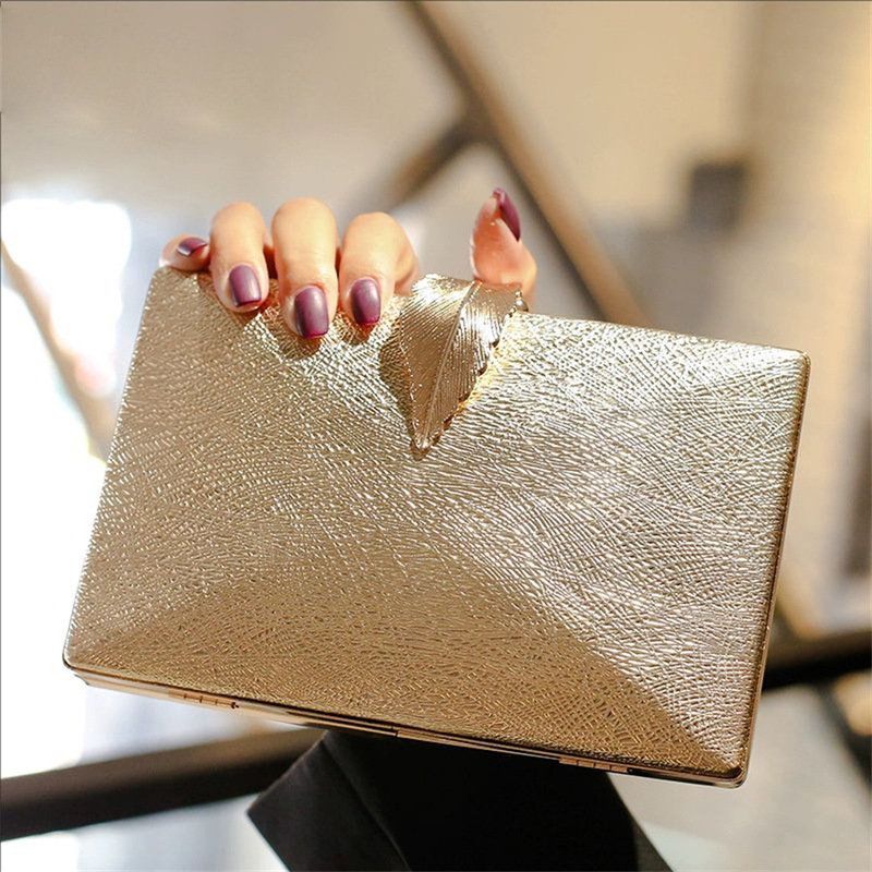 Square Metal Leaf Clutch Evening Dress Bag, Crossbody Handbag, Small Square Bag for Women, Trendy Cross-Border Style Bag