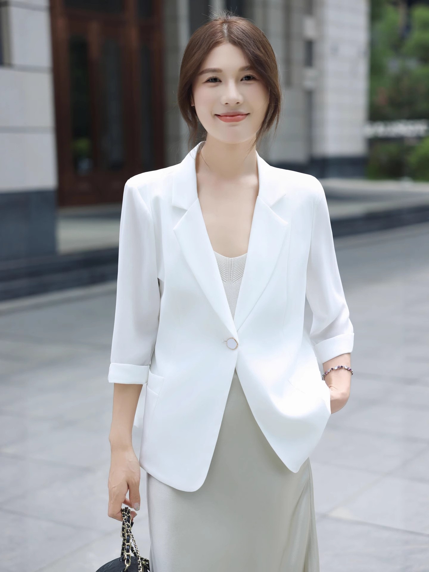 春夏季新款休闲小西装外套女显瘦七分袖职业小西服防晒上衣现货