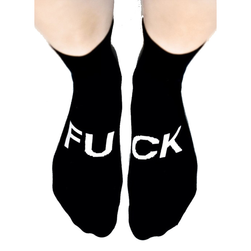 Customized cross-border West Coast hip hop fashion funny special white letter socks FXXK Falk high elastic mid-calf length socks