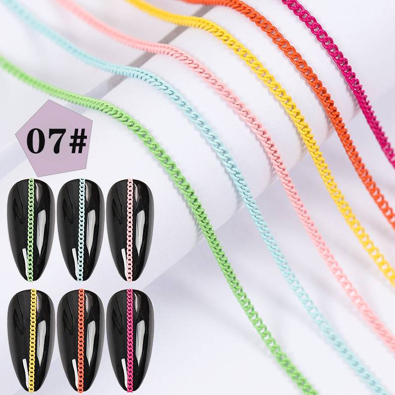 Super Value Six Packaging Japanese Style Creative Nail Decorative Chain Pearl Rhinestone Chain Nail Metal Color Retention Chain Wholesale display picture 6
