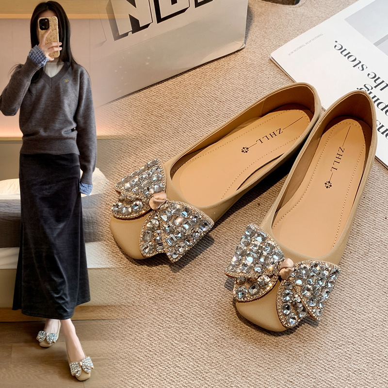 A2001-4 French-style shallow bow flat shoes, soft sole, soft upper, slip-on shoes, extra wide, large size women's shoes 41 A2001-4 French-style shallow bow flat shoes, soft sole, soft upper, slip-on shoes, extra wide, large size women's shoes 41