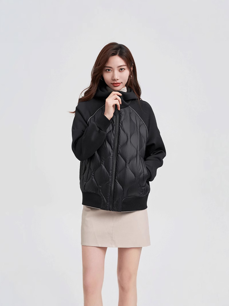 Nueva chaqueta de plumón ligera de las mujeres corta veludo de otoño y invierno moda pareja sudadera encapuchada chaqueta deportiva de moda