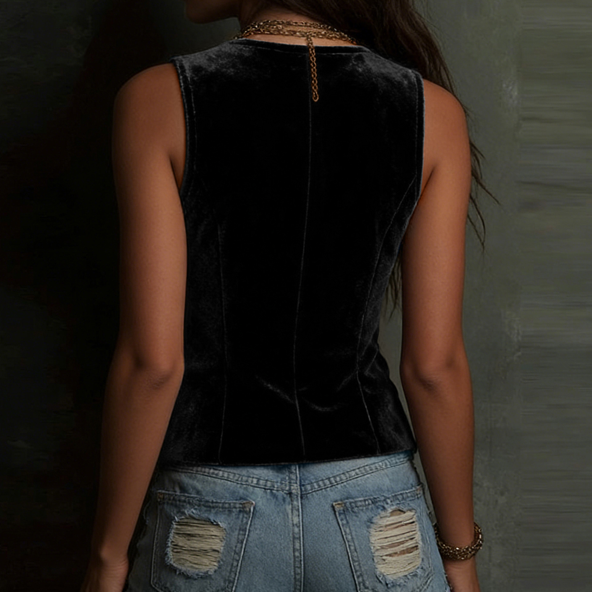 Essential V-Neck Sleeveless Vest For Women, Lightweight Button-Front Layering Tank Top, Versatile Casual And Office Wear_ecoleips.com