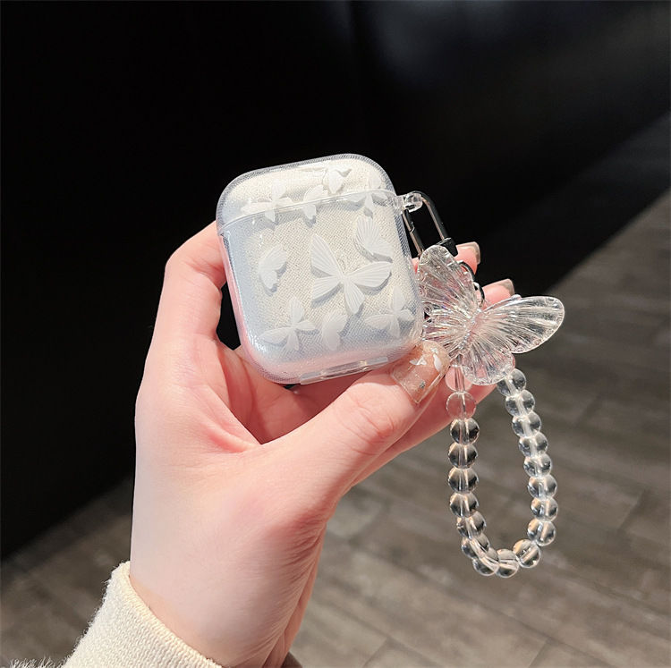 Butterfly de polvo brillante para Apple Airpods 4 auriculares bluetooth estuche ins viento oso cadena 2345 generación estuche