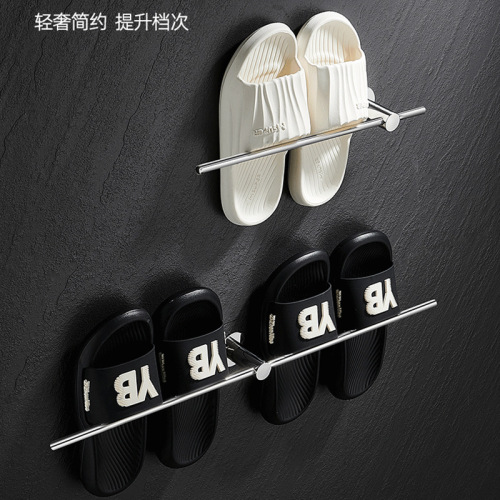 Hole-free Towel Rack 304 Stainless Steel Bathroom Towel Rack Bathroom Shelf Rack Slippers Rack Bathroom Towel Bar Single Rod