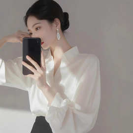 白色衬衫女职业高级感2025春季新款轻熟御姐穿搭上衣时尚雪纺小衫