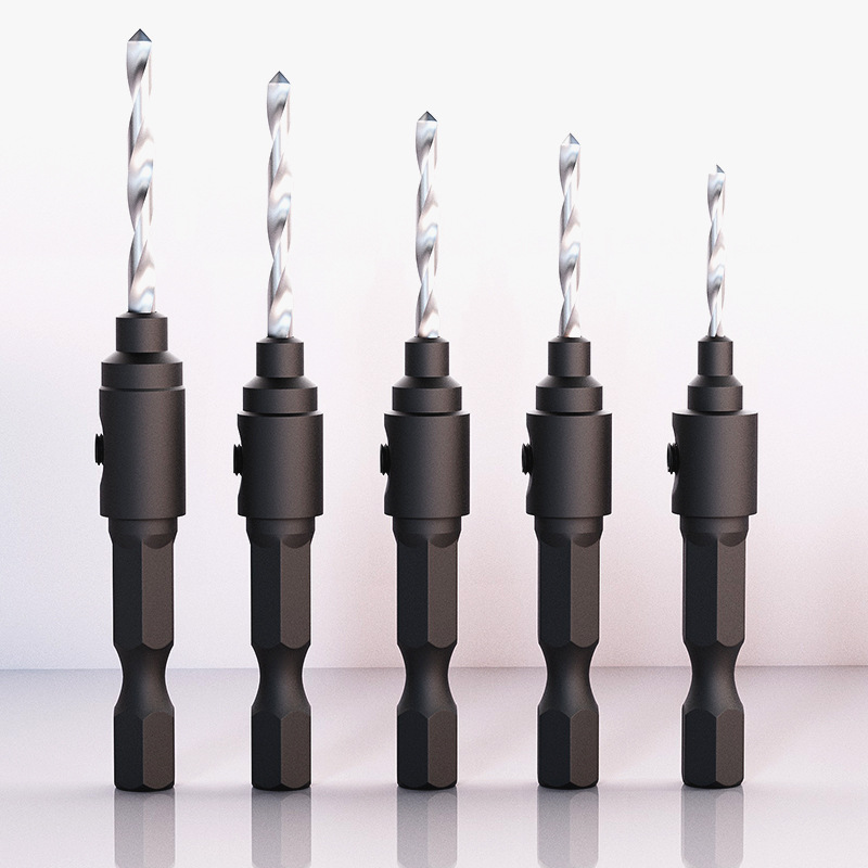 Carpintería abridor de agujero traje tornillo hexagonal herramienta de hardware taladro avellanado taladro de cono taladro de perforación de fresado