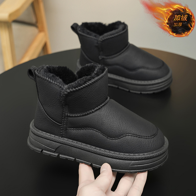 2025 New Winter Kidsren's Pure Color Foot-Warming Snow Boots Kidsren's Shoes Soft Sole Simple Thickeneded Cotton Boots for Kidsren