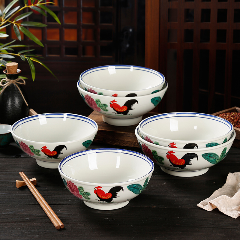 Melamine Tableware Rooster Noodle Bowl Commercial Ramen Bowl Instant Noodle Bowl Plastic Rice Bowl Soup Bowl Noodle Soup Instant Noodles