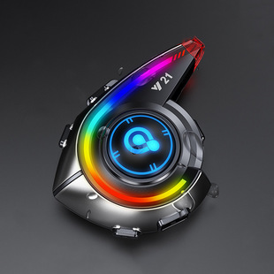 Y21 Waterproof Helmet Bluetooth Headset Motorcycle Rider Heavy Bass Stereo Rgb Colorful Light Sos Warning Light