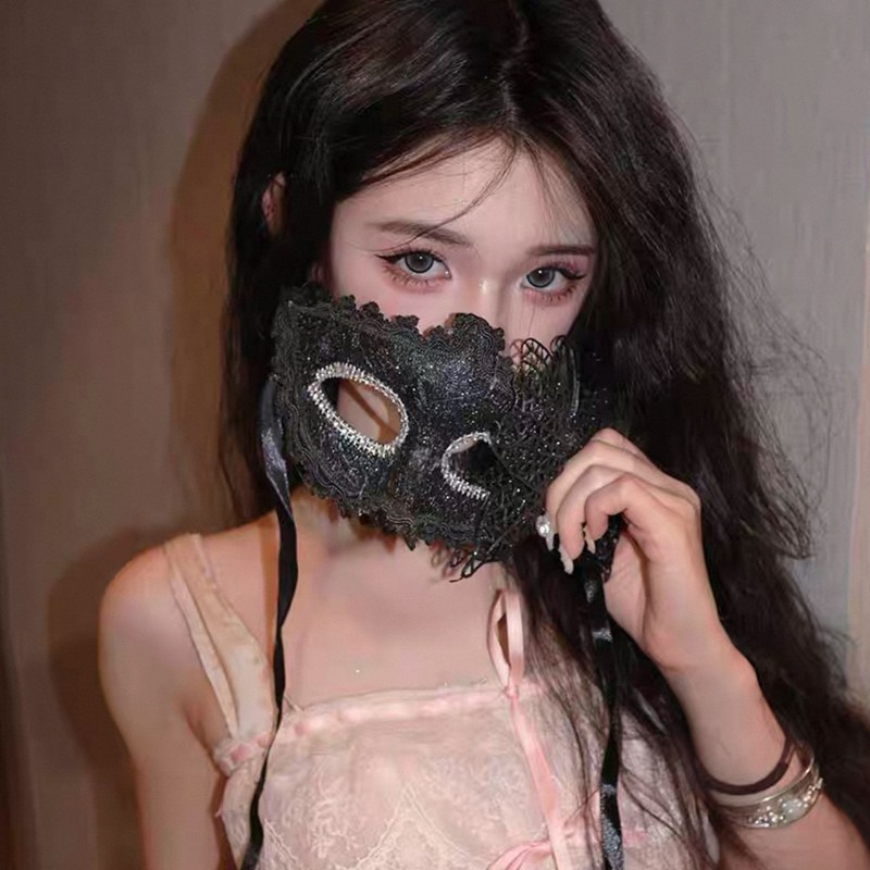 假日化妆舞会公主面具女成人派对半脸面具白色羽毛半脸眼罩道具|undefined