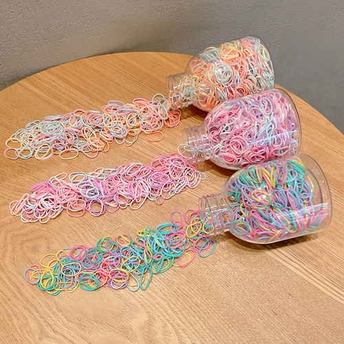 Canned colorful disposable rubber band thickened leather case women's simple headband high elastic rubber band children's hair band headwear