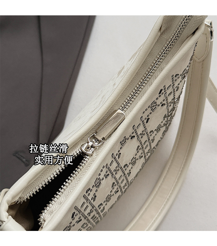 Summer handbag, women's hand-held armpit pillow bag, 2025 new style diamond-encrusted design, single-shoulder fashionable crossbody bag Item Picture