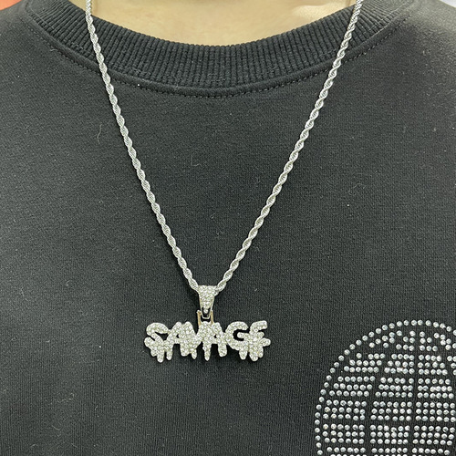 SAVAGE Water Drop Hip Hop Pendant Necklace Fashionable and Trendy Letter Pendant Accessory for Men and Women Wholesale 