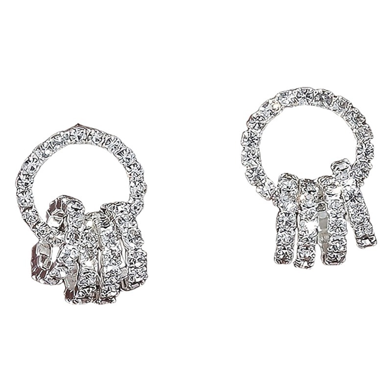 Nuevo rhinestone 5 pendientes círculo Cruz Corea del Sur dulce pequeño círculo pendientes moda europea y americana personalizada pendientes redondos image 1