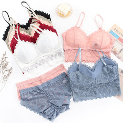 Underwire-free lace camisole for women, student-style, prevents exposure, base layer, beautiful back cover, halter bralette