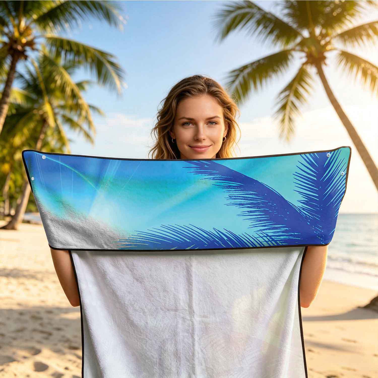 Printed bath towel and car seat cover 2-in-1, ultra-fine fiber outdoor beach and car dual-use universal seat cushion