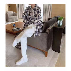 新款翻领棉衣男宽松韩版加厚格子羊羔毛外套棉服---