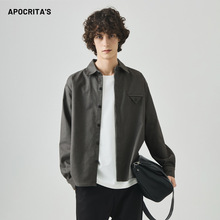 APO男装|跨境男士白衬衫秋季高级感痞帅宽松休闲长袖衬衣外套上衣