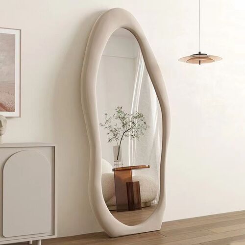 Cream style full body mirror floor mirror ins Nordic fitting mirror wall hanging bedroom living room shaped cloud dressing mirror