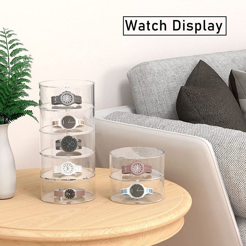 Cross-Border Acrylic Belt Storage Box Cylindrical Stackable Watch Dust Box Wardrobe Tie Strong Magnetic Storage Box