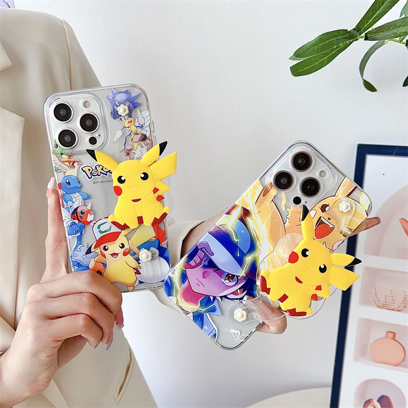 Suitable for Samsung M13 cartoon leather wrist strap phone case Xiaozhi Pikachu M53/A82/A91/A70 soft cover 10