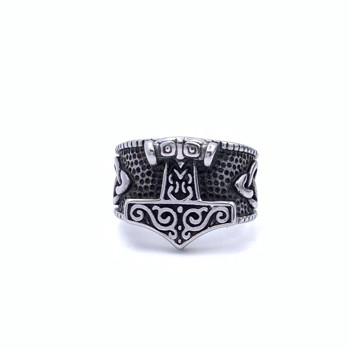 11, 12, 8 Ring Size 1 Piece Quantity Retro Hammer 304 Stainless Steel Polishing Men's Rings
