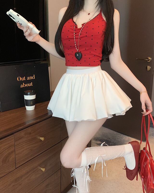 Pure Desire バレエスタイルの花のつぼみふわふわスカートパンツ女性の夏のデザインハイウエスト痩身 A ライン露出防止ショートスカート|undefined