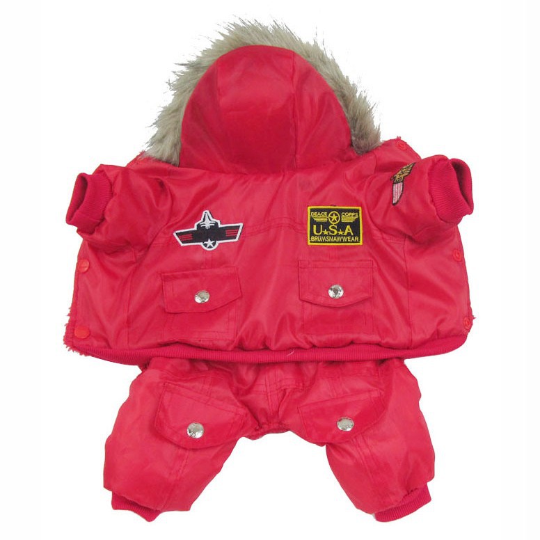 En stock ropa de mascotas transfronteriza ropa de la Fuerza Aérea de una pieza de cuatro patas de algodón acolchado ropa de perro pequeño Teddy invierno