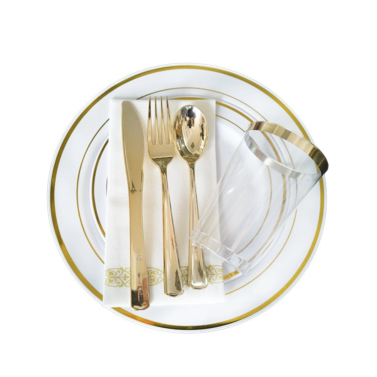175-piece plastic Western plate suit disposable dinner party tableware plate Cup knife, fork and spoon