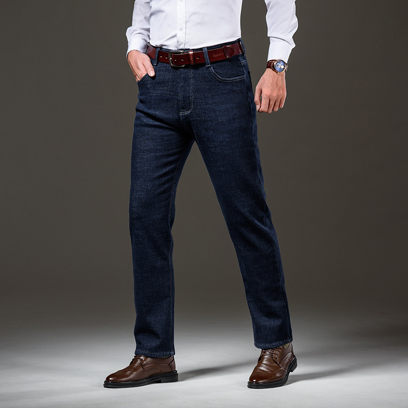 Vaqueros para hombre modelos de otoño e invierno pantalones casuales de hombre de negocios rectos sueltos invierno